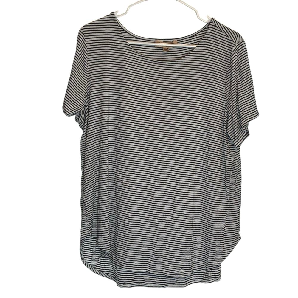 Philosophy Woman Striped Short Sleeve Top Women’s 1X Black White Casual Tee